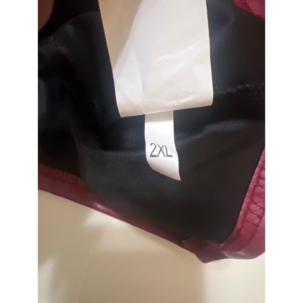 Plus Faux Leather Off the Shoulder Bow Long Sleeve Cropped Top New Size 2XL - Picture 7 of 10